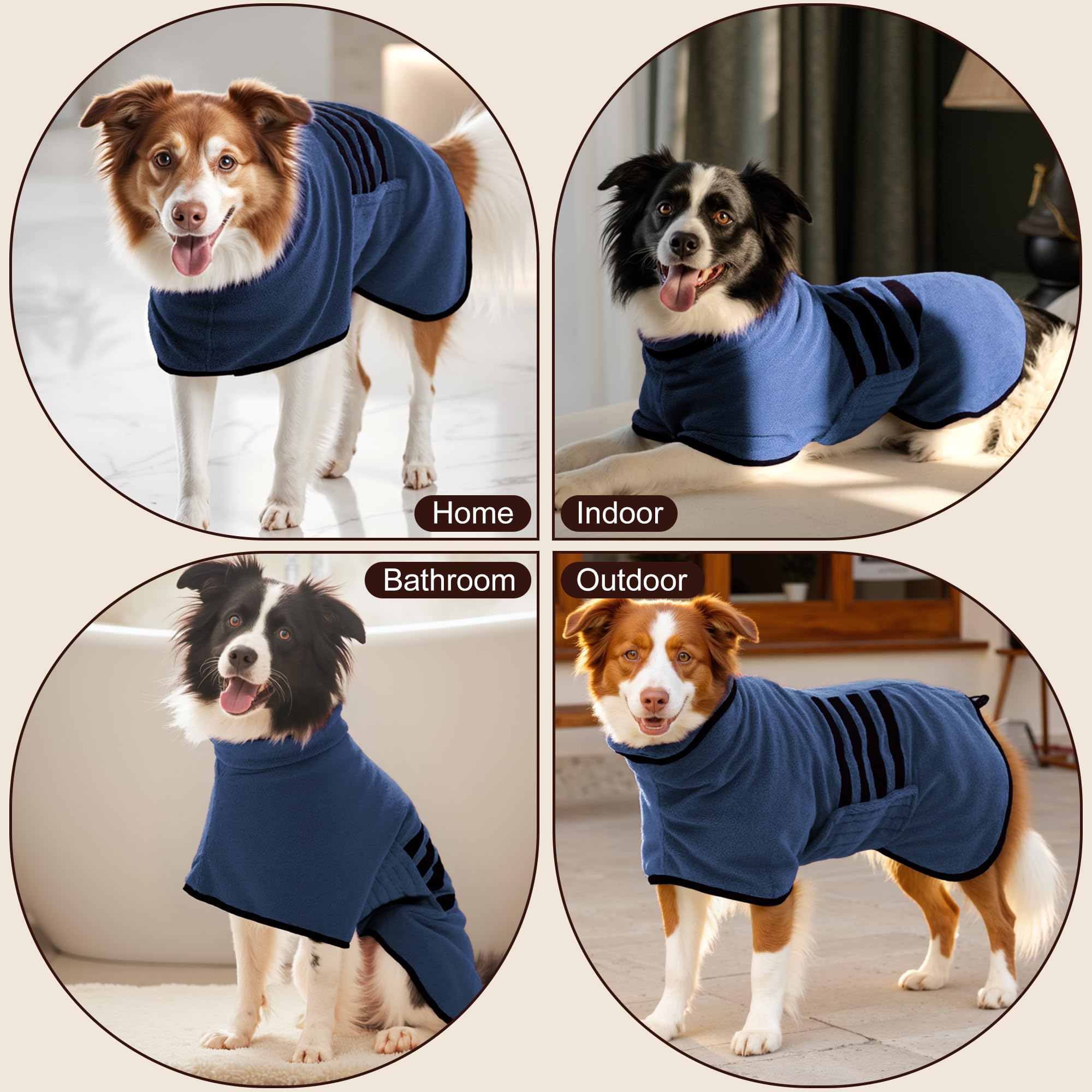HezzLuv dog bathrobe size range ensures a perfect fit for all breeds.