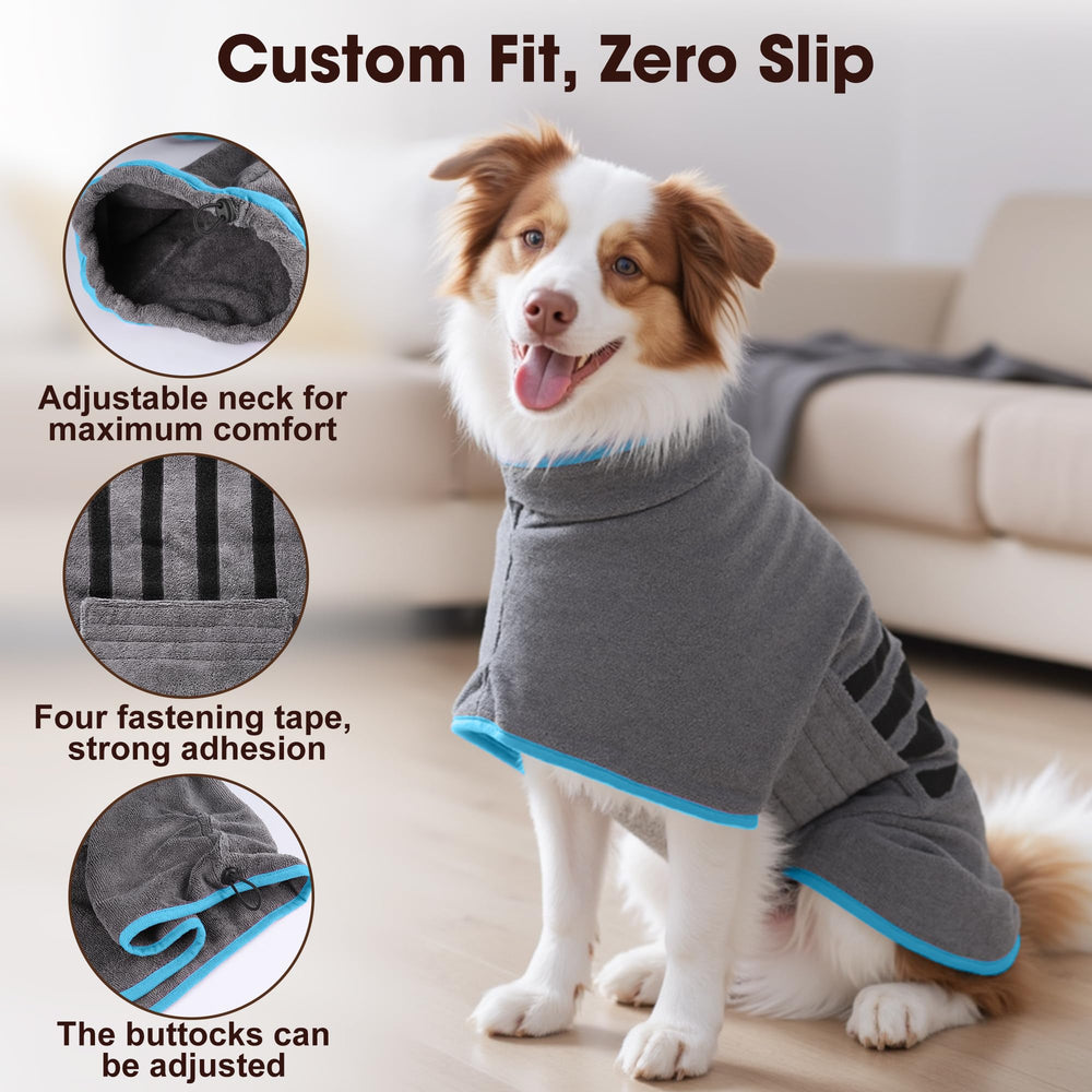 HezzLuv Microfibre Dog Bathrobe quickly dries muddy fur after outdoor adventures.