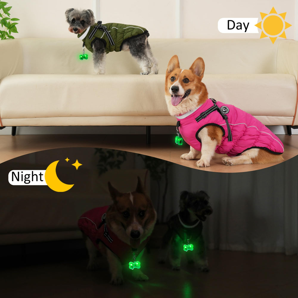 HezzLuv waterproof dog jacket with reflective strips for better low-light safety.