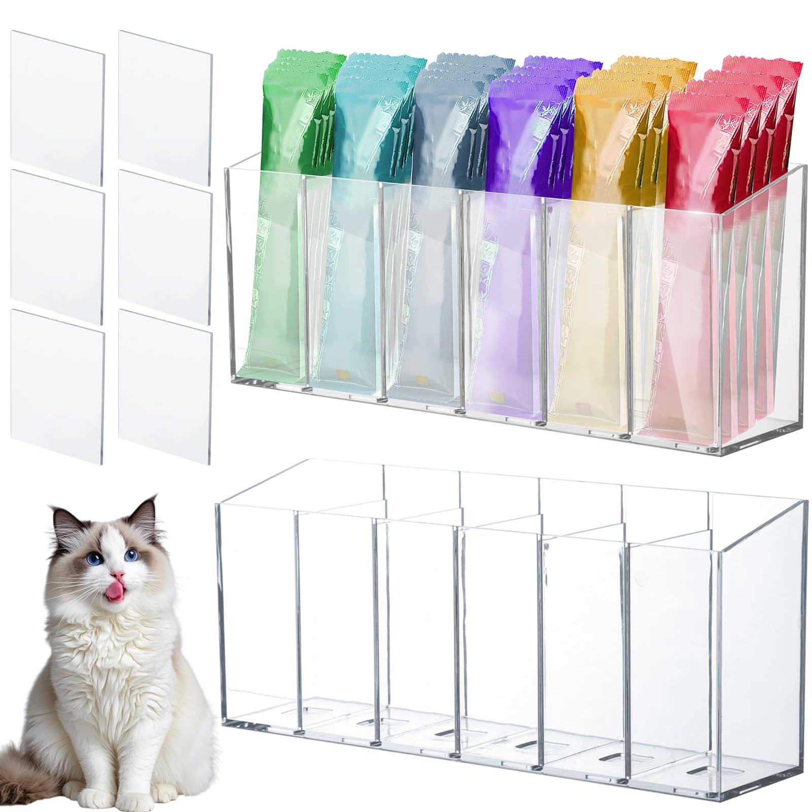 HFYZZ 2Pack treat organizer wall mount in clear acrylic for easy pantry access.