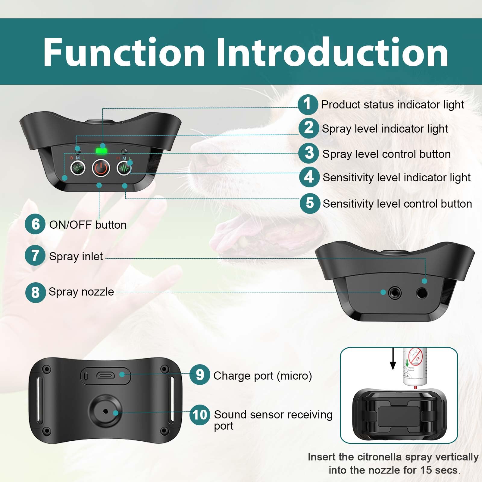No remote control feature highlighted on HGFLMR citronella bark collar