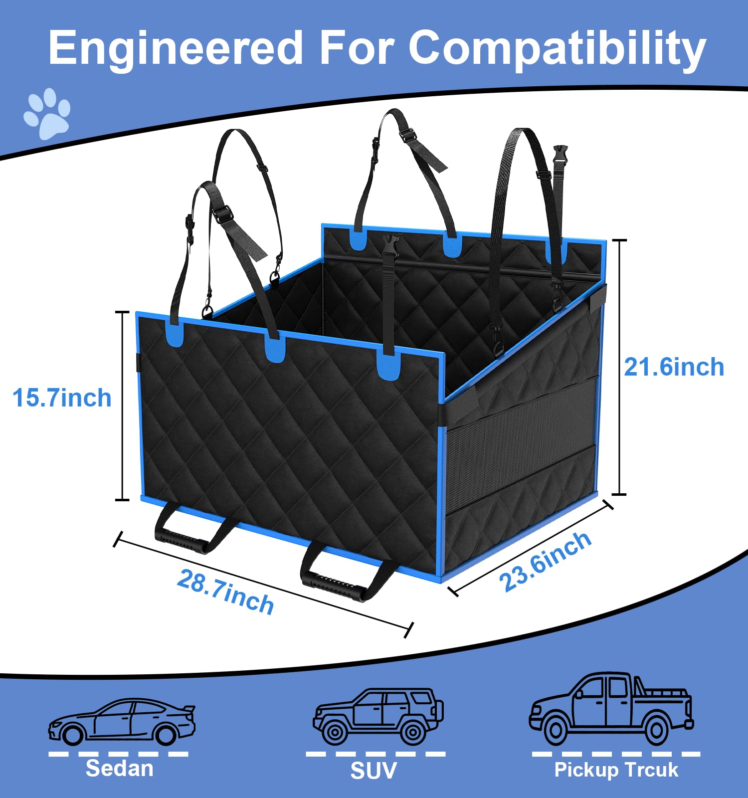 H HOH-Tech Back Seat Extender defines dog-area space for calmer rides.