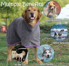 HhiMyOct dog drying coat adjustable neck and waist for secure fit.