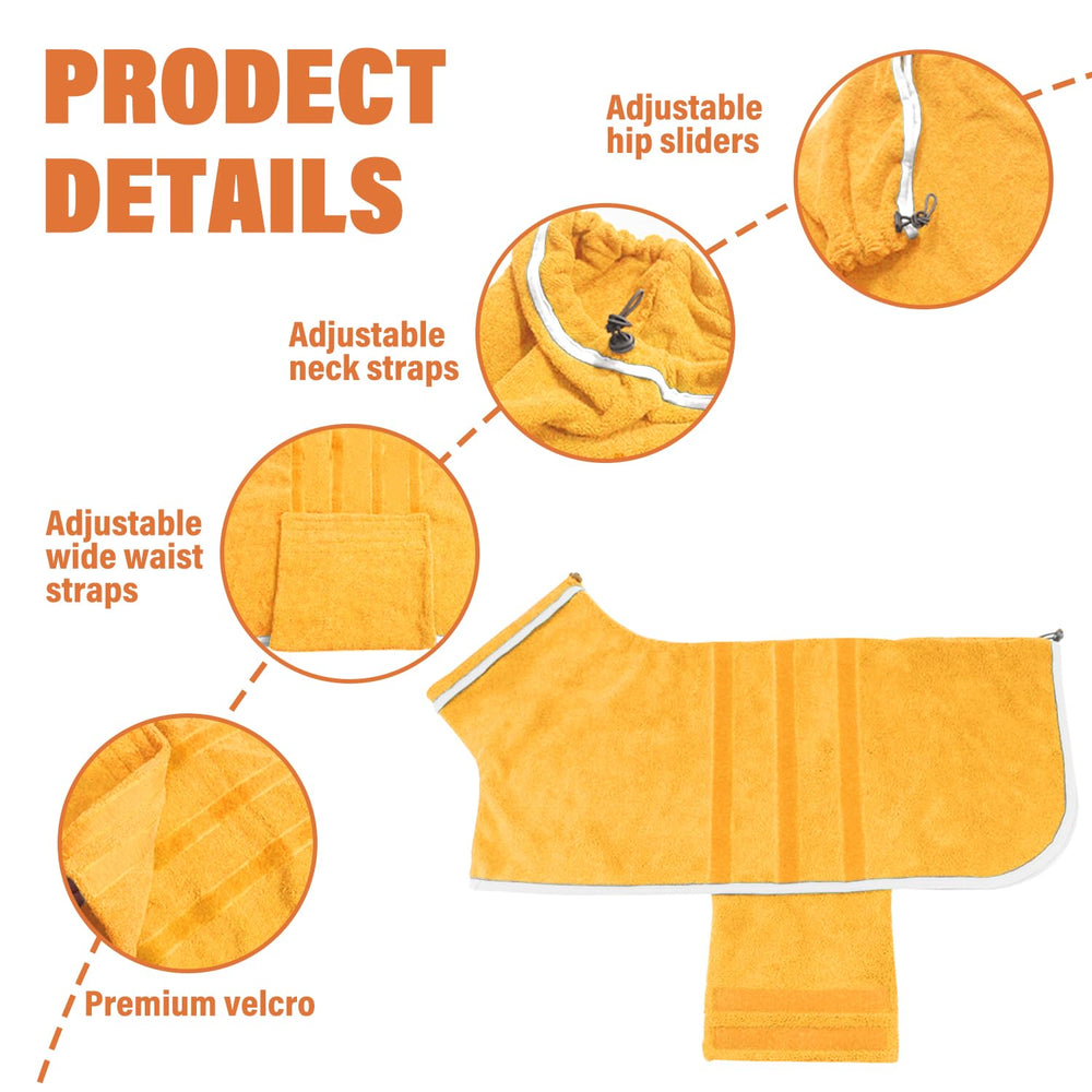 HhiMyOct microfiber-soft dog robe emphasizes plush comfort and quick drying.