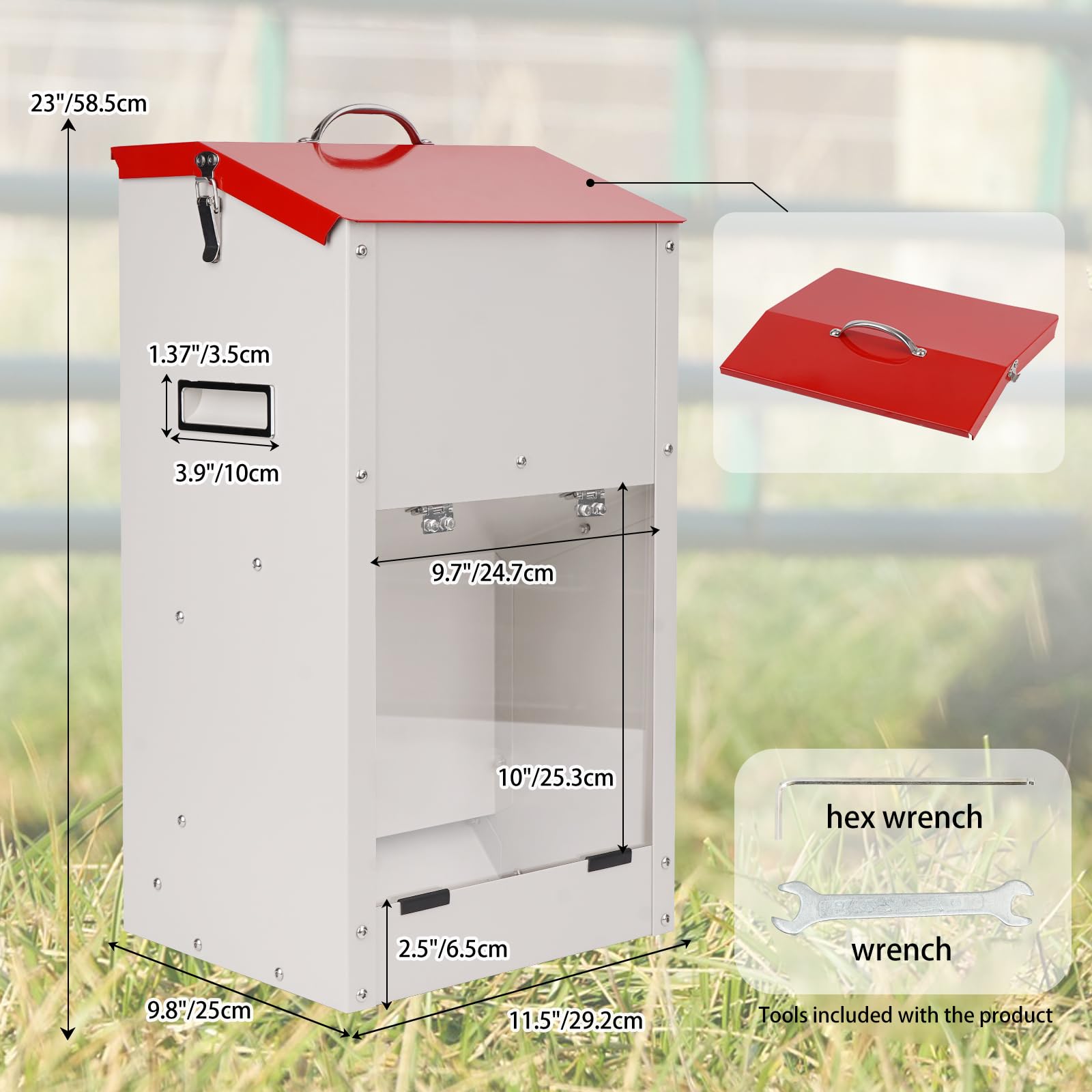 HHNIULI large automatic dog feeder with latching lid prevents accidental openings
