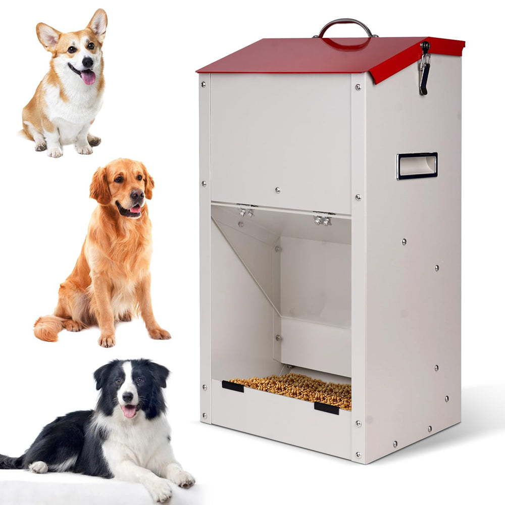 HHNIULI large automatic dog feeder stainless construction resists rust in all weather
