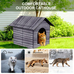 H HONG RI SHENG indoor-outdoor cat house fits porches and garages for versatile use.