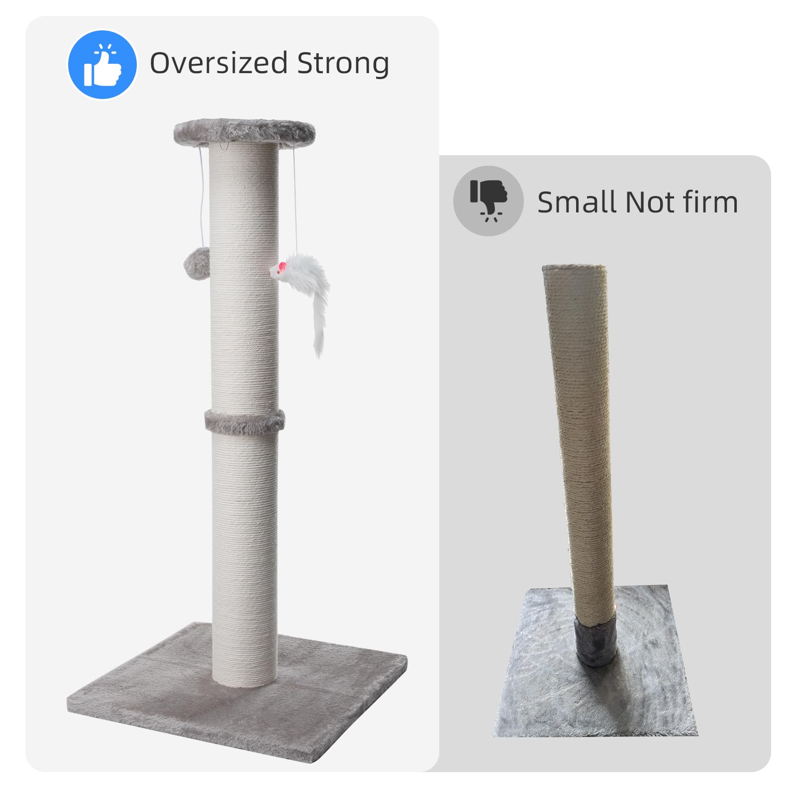 HHZZMIAO durable sisal-twine wrapped post offers satisfying scratching for multi-cat households.