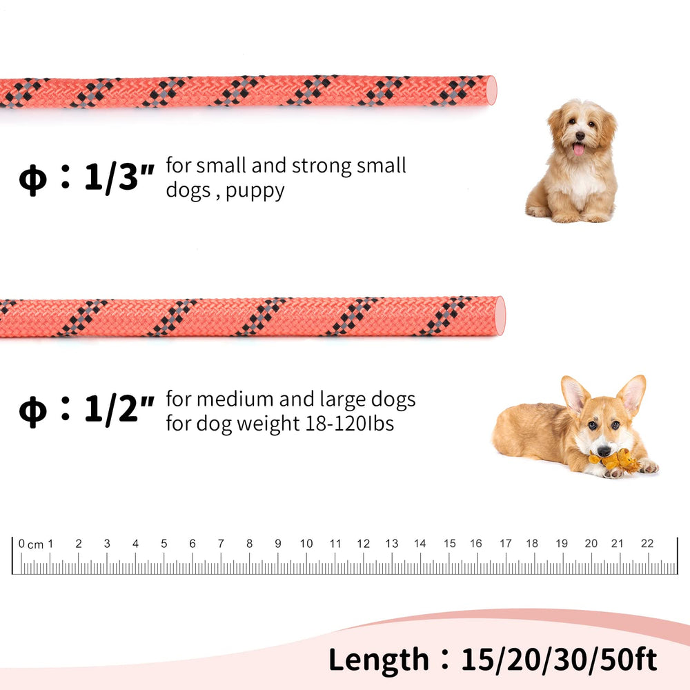 Hi Kiss long dog leash 20ft durable material provides lightweight, tough, eco-friendly everyday use.