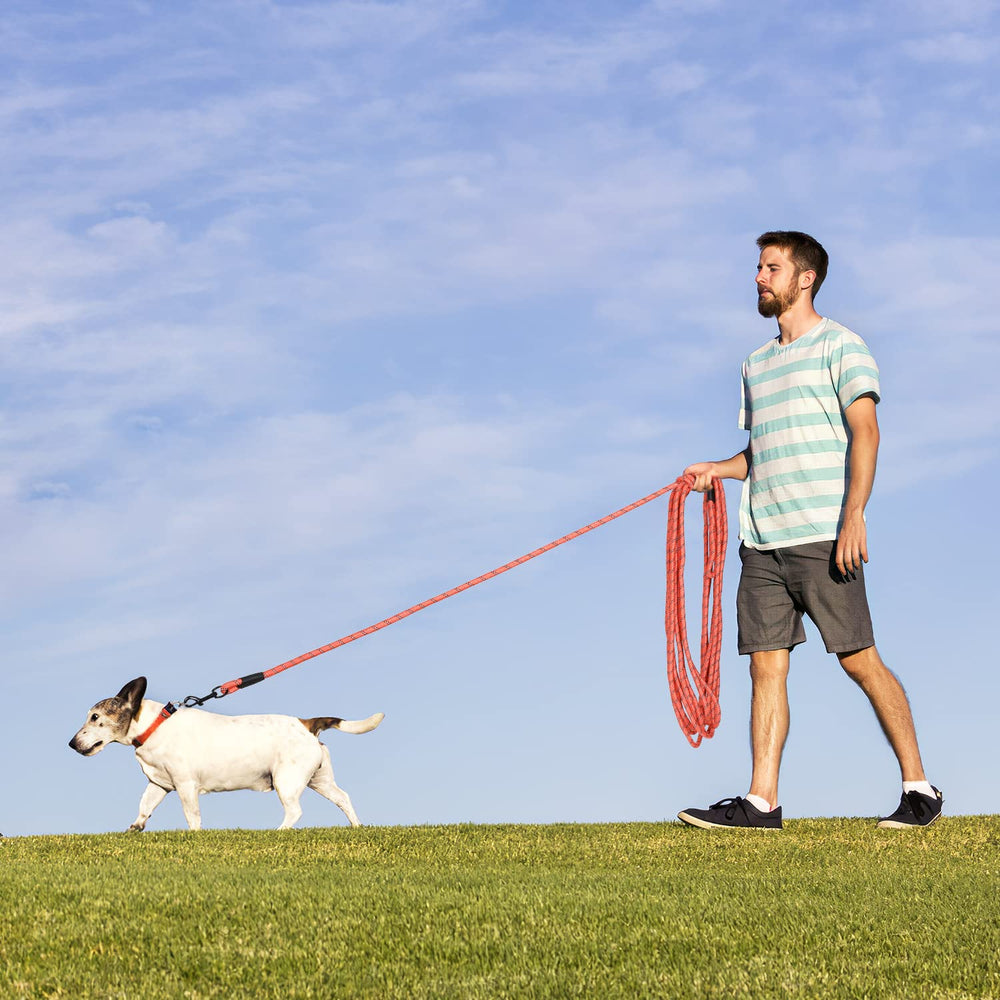 Hi Kiss long dog leash orange color enhances visibility and stylish outdoor walks.
