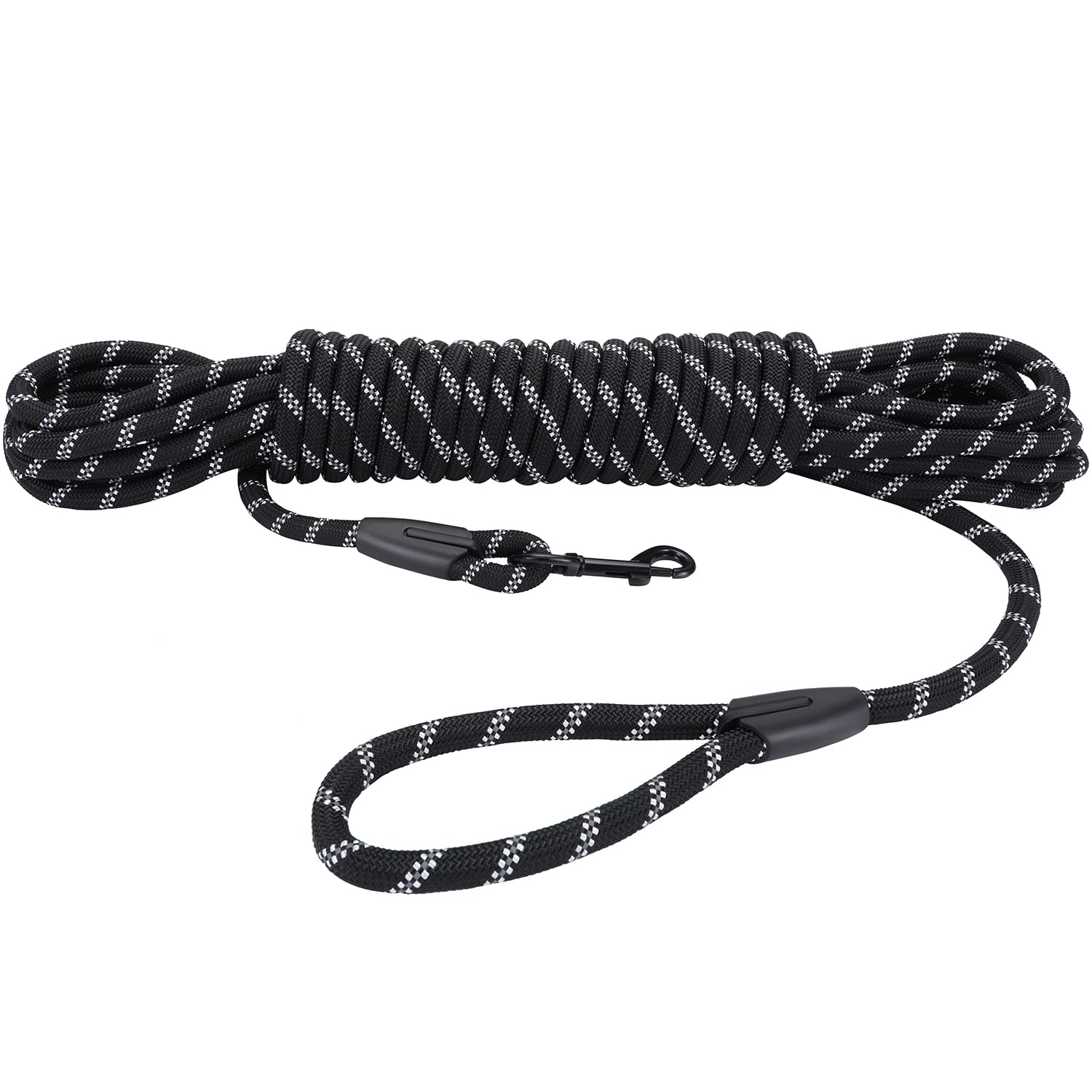 Hi Kiss Long Dog Leash 50ft fully extended for extended outdoor control.