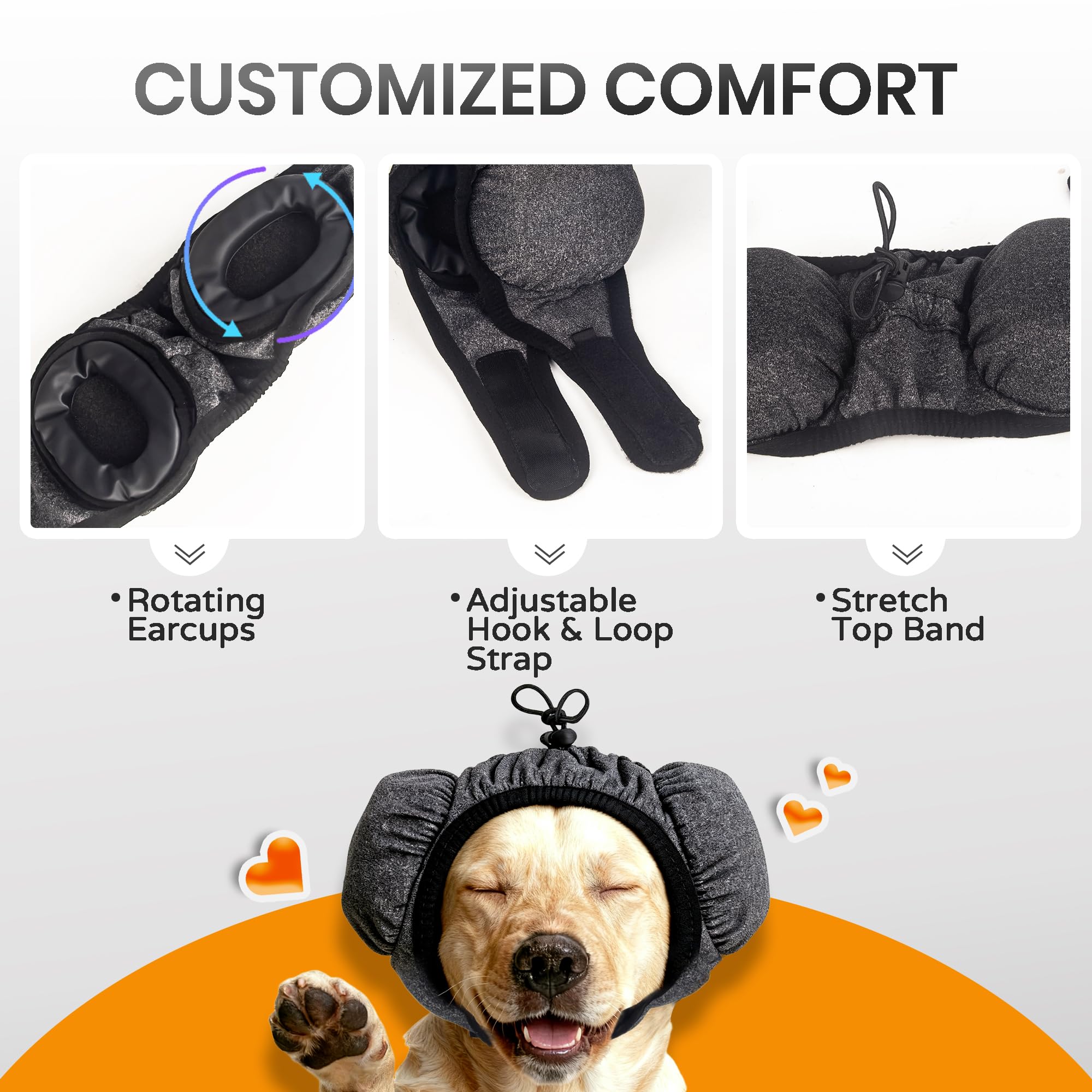 HI-REEKE dog ear muffs noise protection helps reduce stress from fireworks and storms