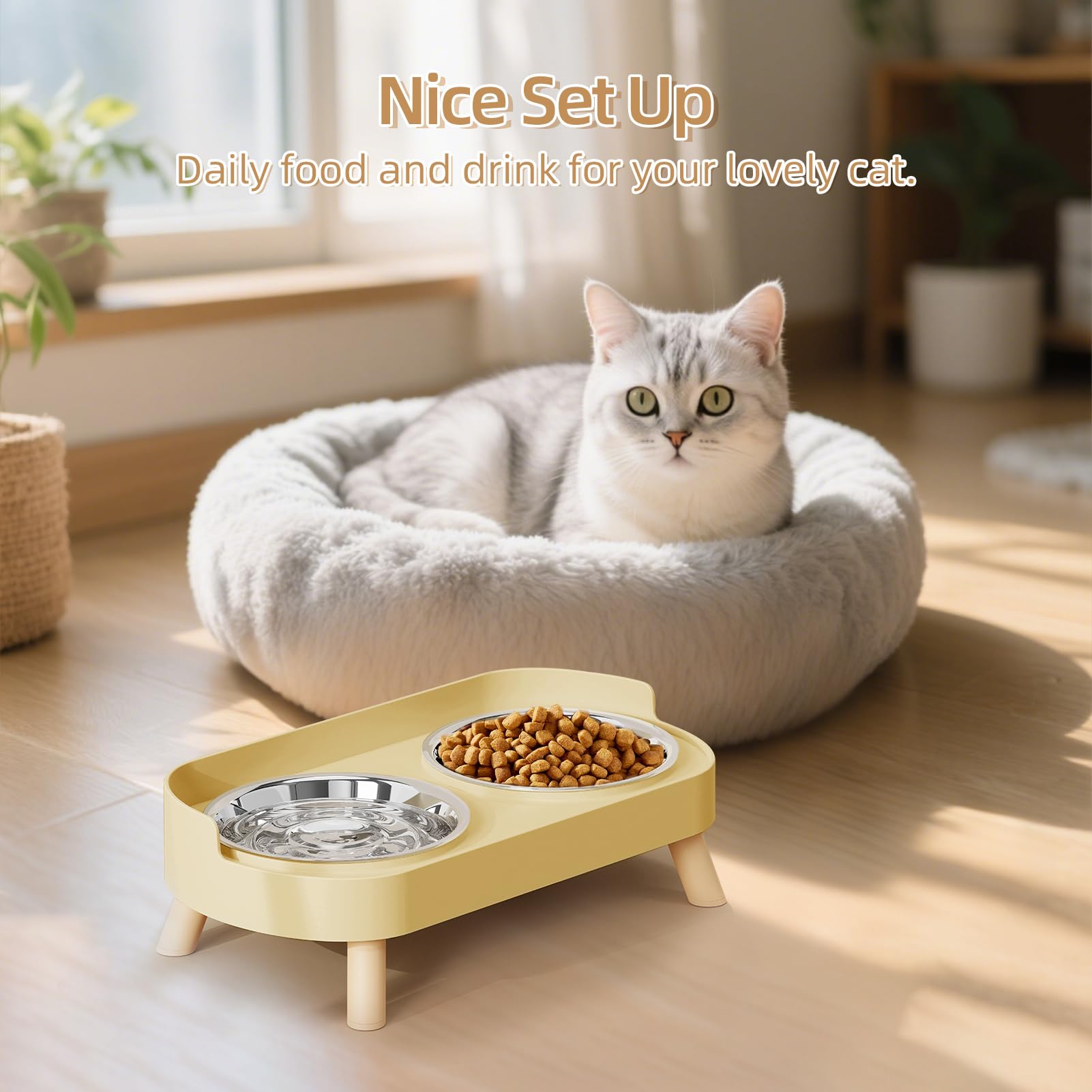HIAIEVIY modern stand adds style and practicality to cat dining