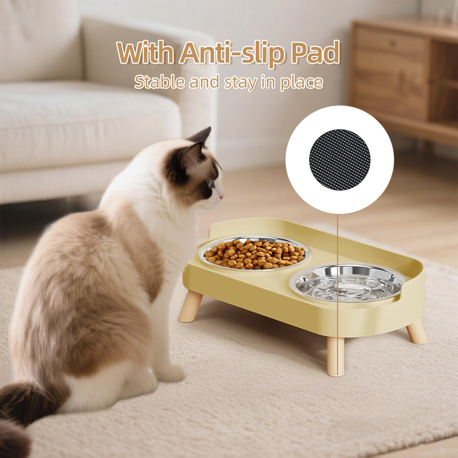 HIAIEVIY non-slip base prevents tipping during energetic feeding sessions