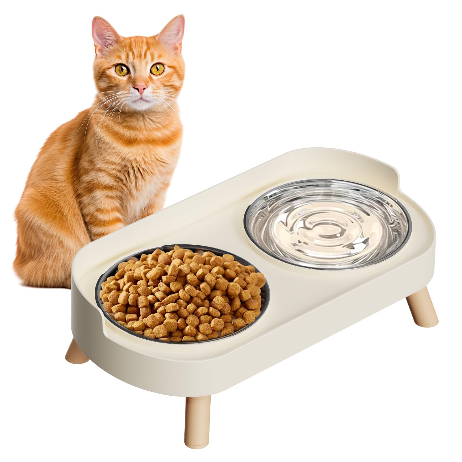 Tazón elevado HIAIEVIY para gatos: comodidad al comer en casa.