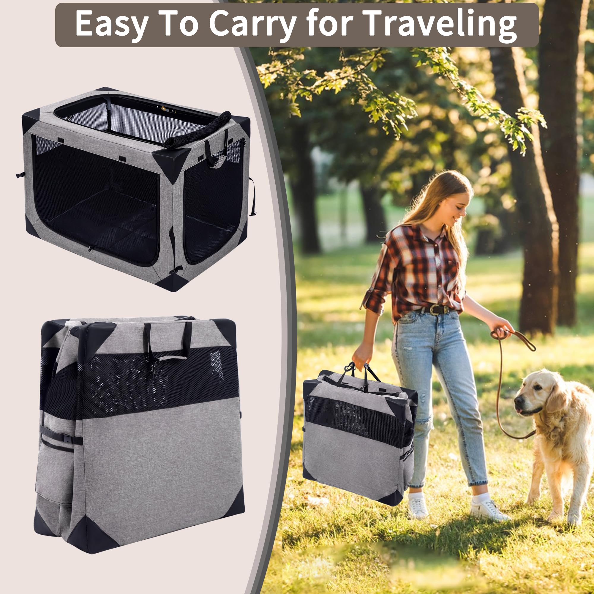 Hiaksedt dog crate three-door design enables easy entry and exit
