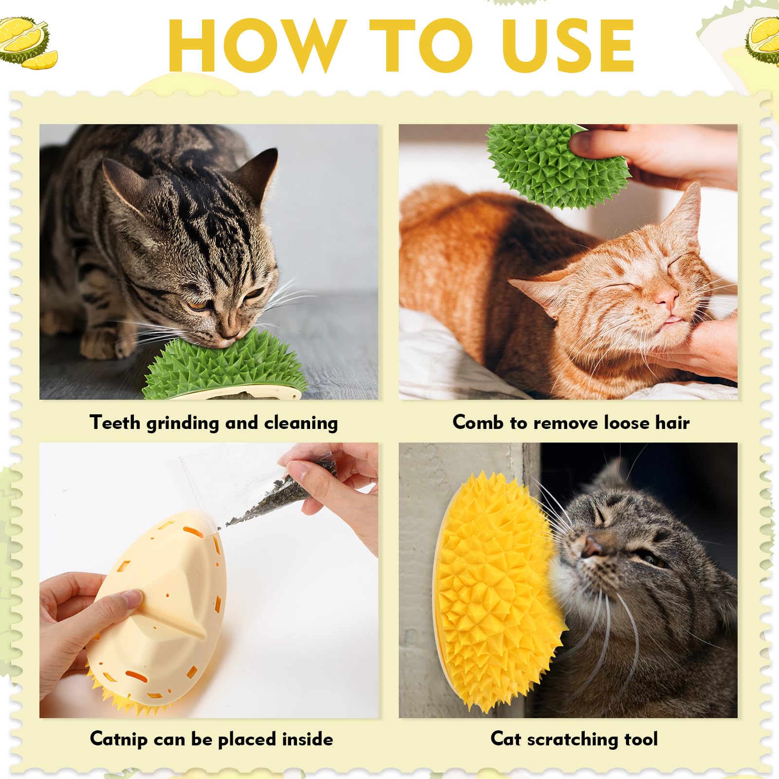 Hiboom cat grooming massage comb feature close-up highlights self-grooming and stress-free pet care possibilities