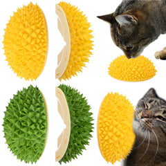 Hiboom cat wall corner scratcher durian green yellow full view for indoor entertainment and furniture protection