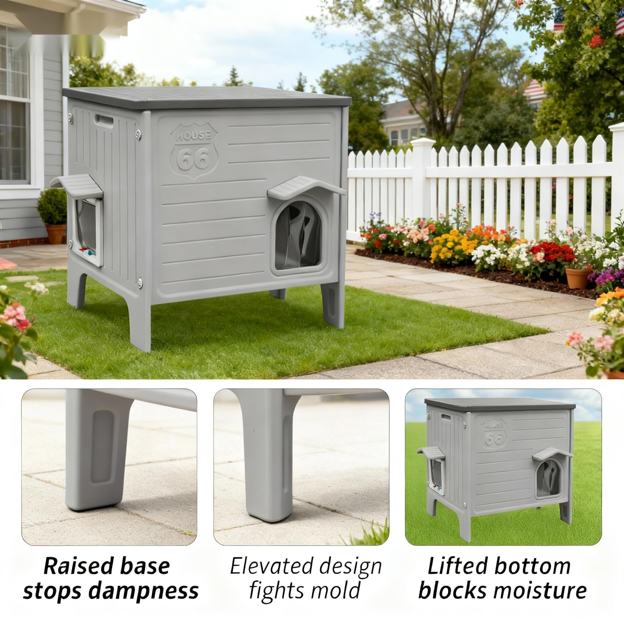 HiCaptain Weatherproof Cat House waterproof and UV-resistant shell resists rain and sun.