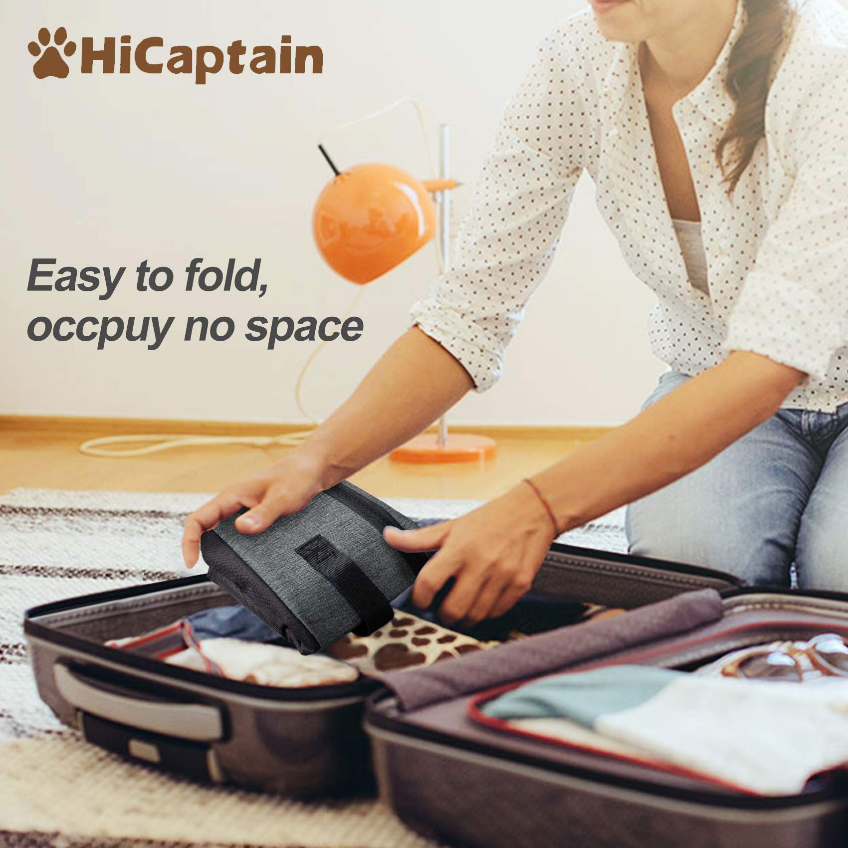 HiCaptain cat travel bowl included with litter box on trips.