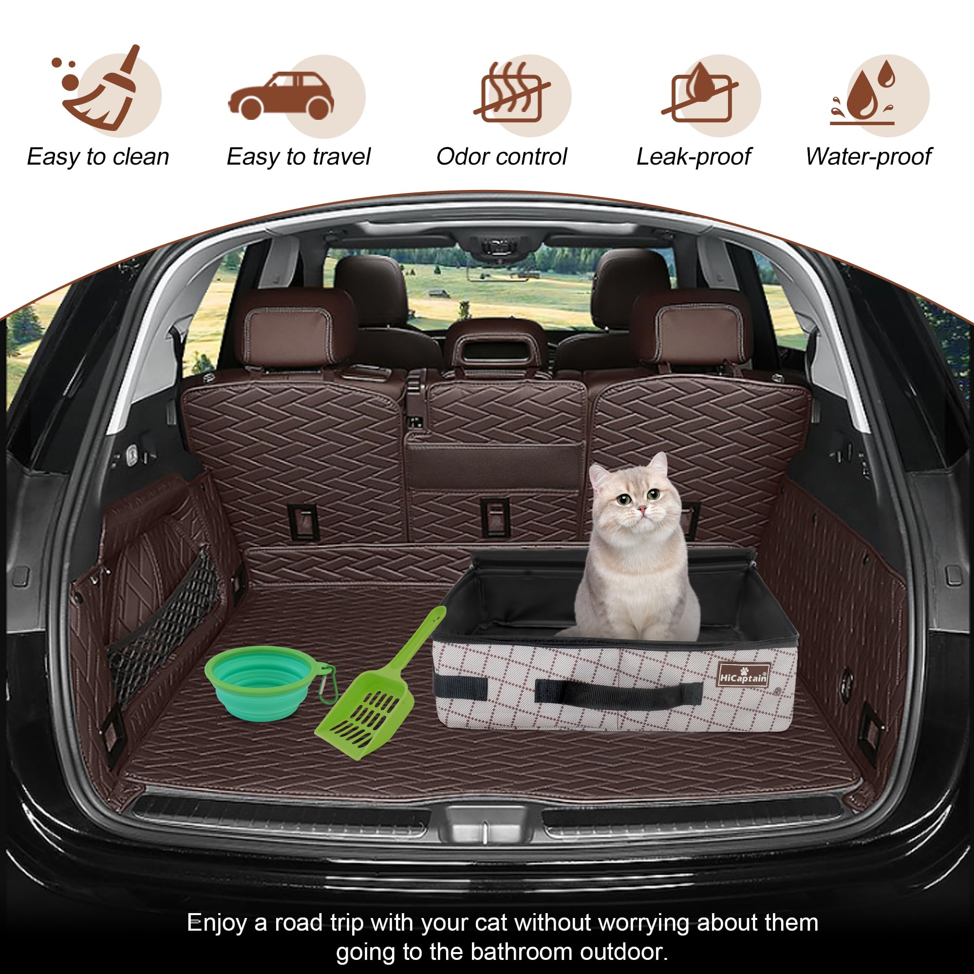 HiCaptain litter box with easy-entry design highlights road-trip convenience