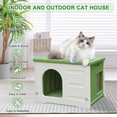 HiCaptain plastic cat house with PVC curtains enhances airflow and shade.