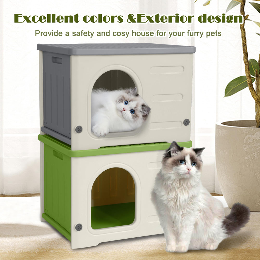 HiCaptain green cat shelter includes lid-removal for thorough inside cleaning