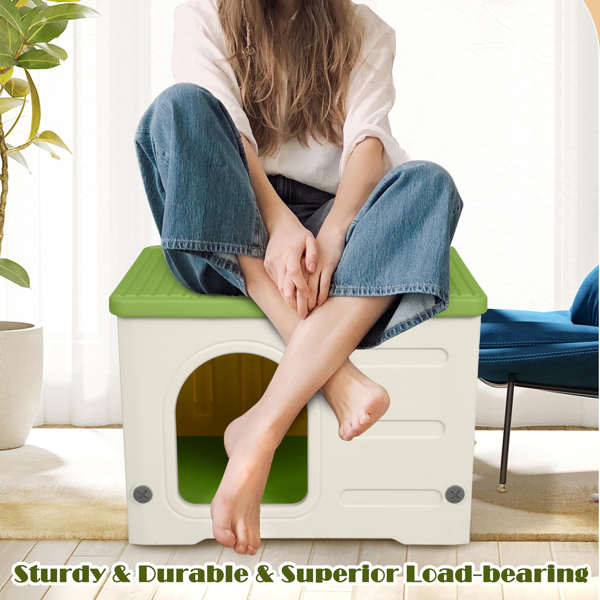 HiCaptain stackable green cat house features easy stacking for space-saving homes
