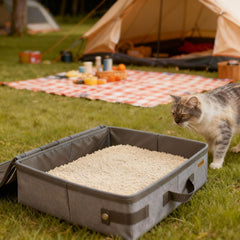 HiCaptain portable cat litter box folded for travel and space-saving design.