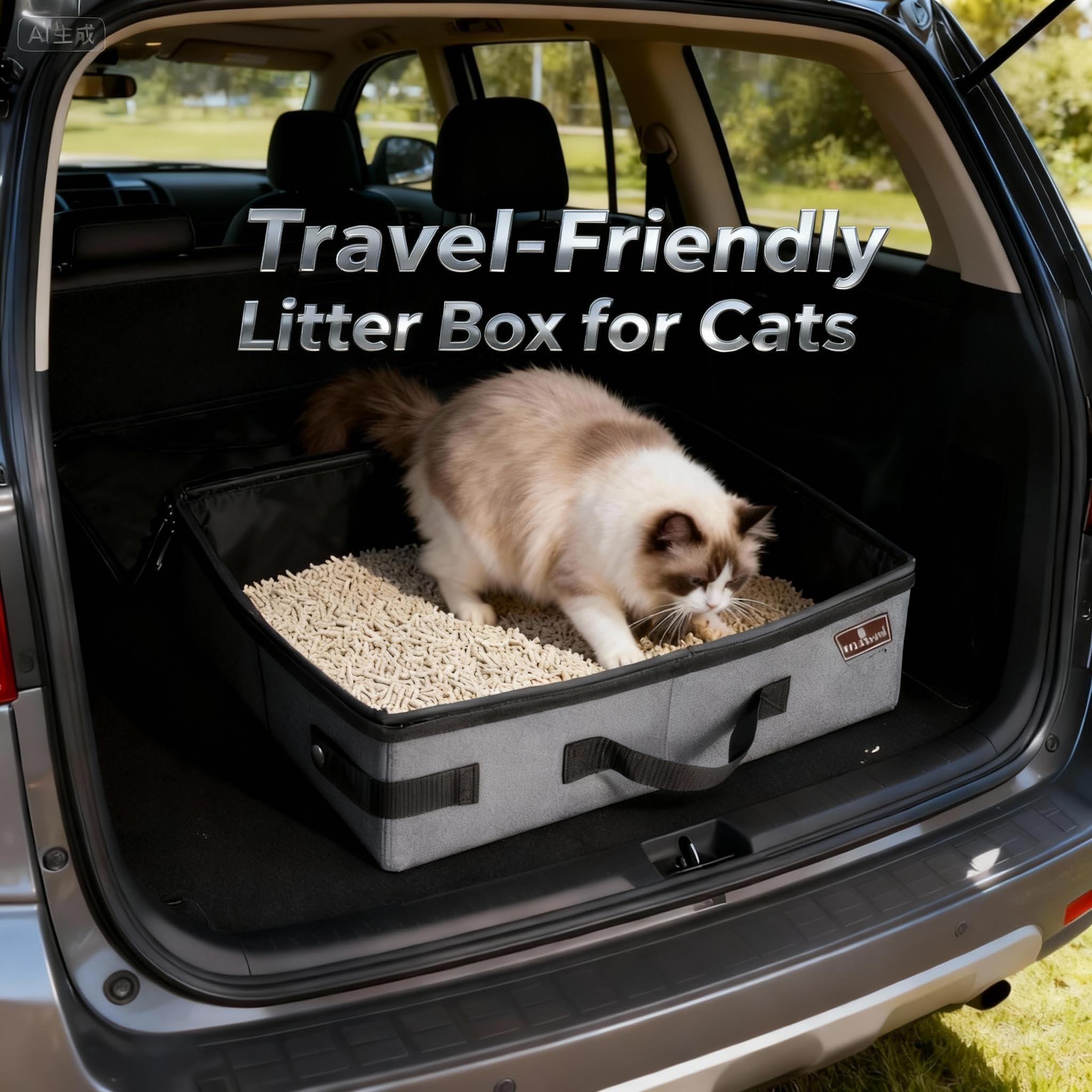 HiCaptain portable cat litter box setup shows easy entry and exit for cats.