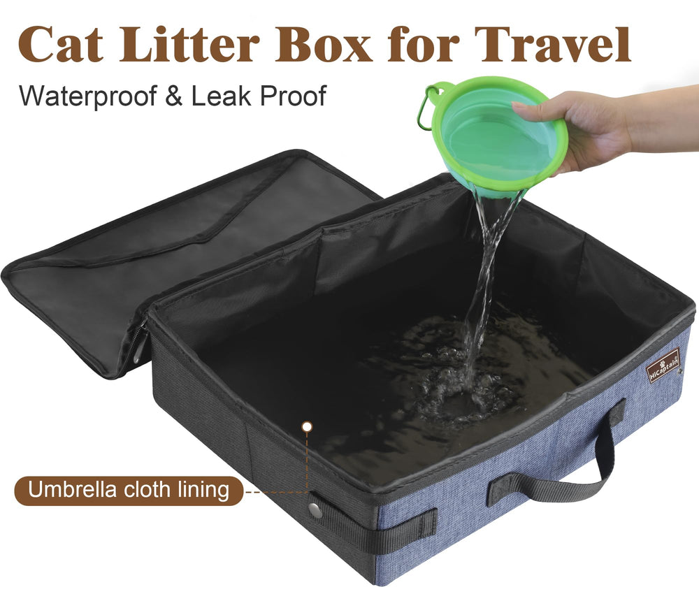 HiCaptain litter box with lid and handle for secure car travel