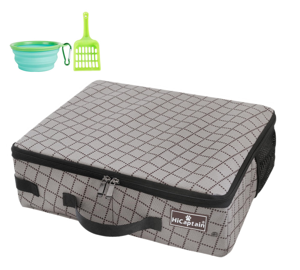 HiCaptain portable travel litter box with lid open, easy-entry design for cats