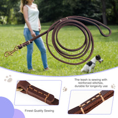 HiCaptain thin leather dog leash 1-3 inch wide securely attaches to collars.