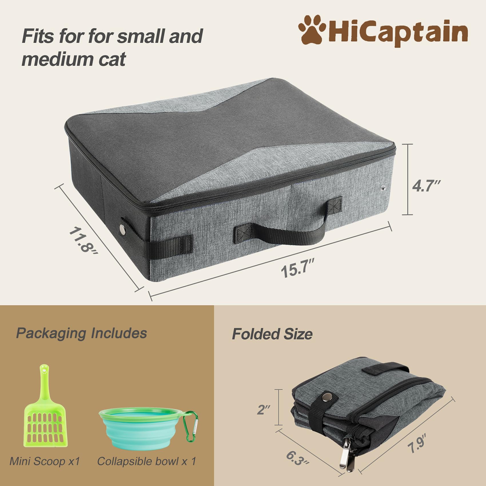 HiCaptain tiny shovel included for quick litter cleanup.