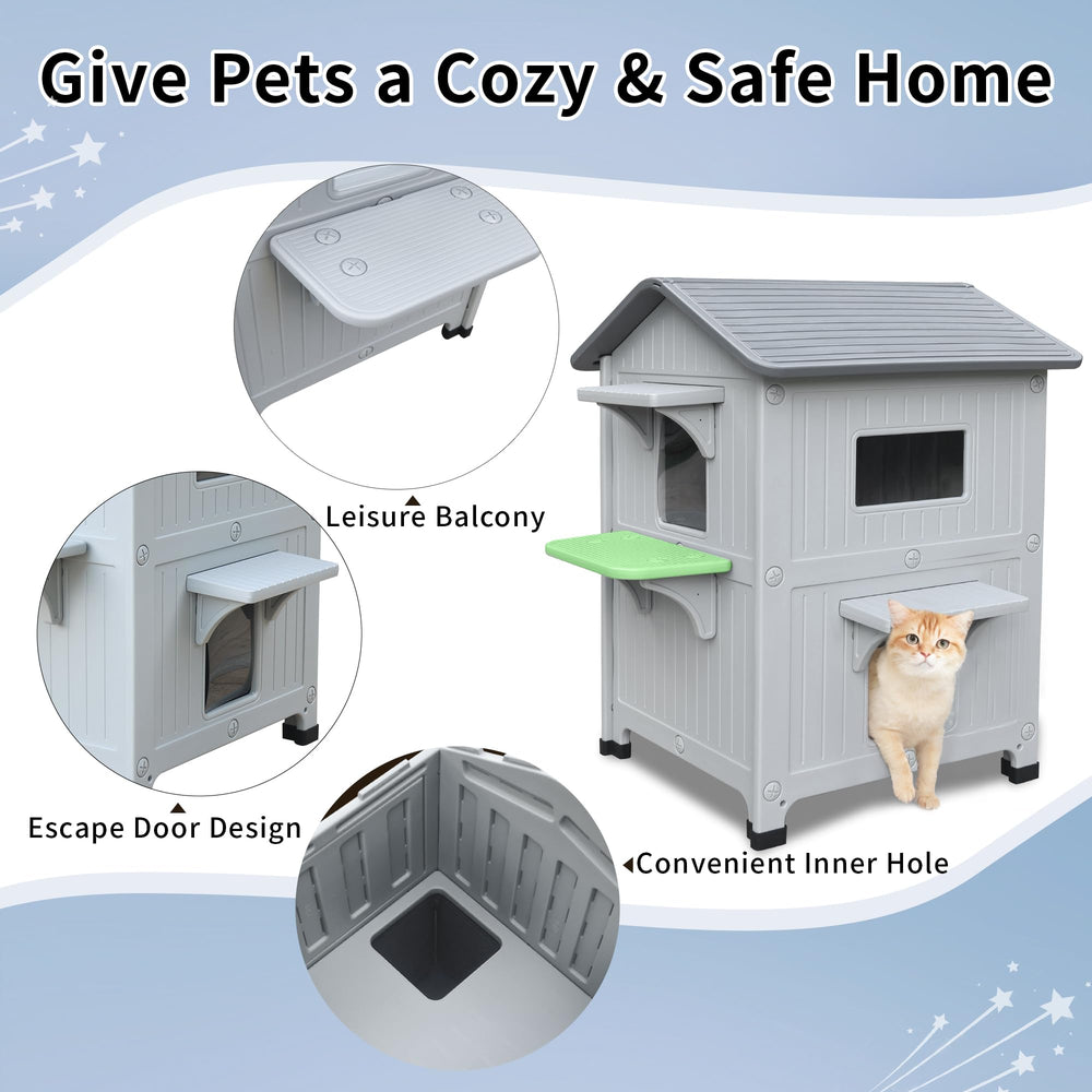 HiCaptain weatherproof cat house acrylic window lets light in while protecting cats