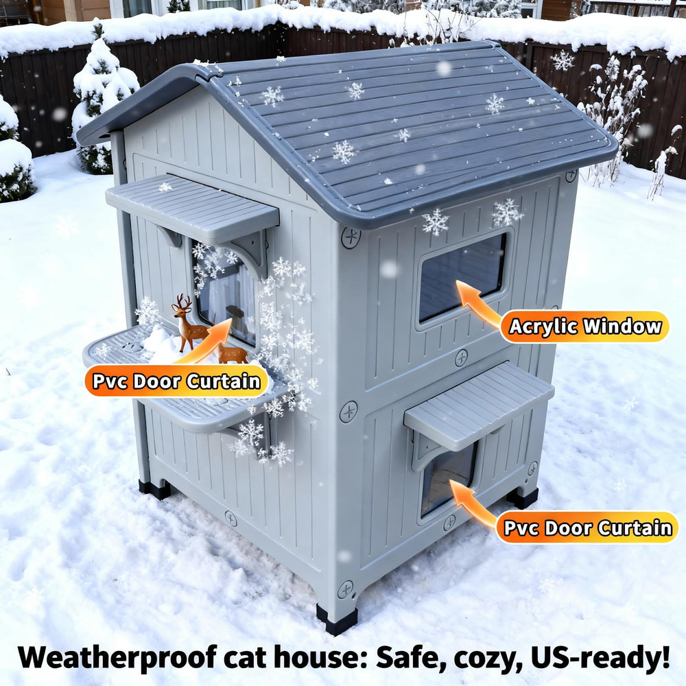 HiCaptain weatherproof cat house escape door enables quick exits for safety