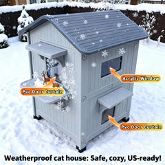 HiCaptain weatherproof cat house escape door enables quick exits for safety