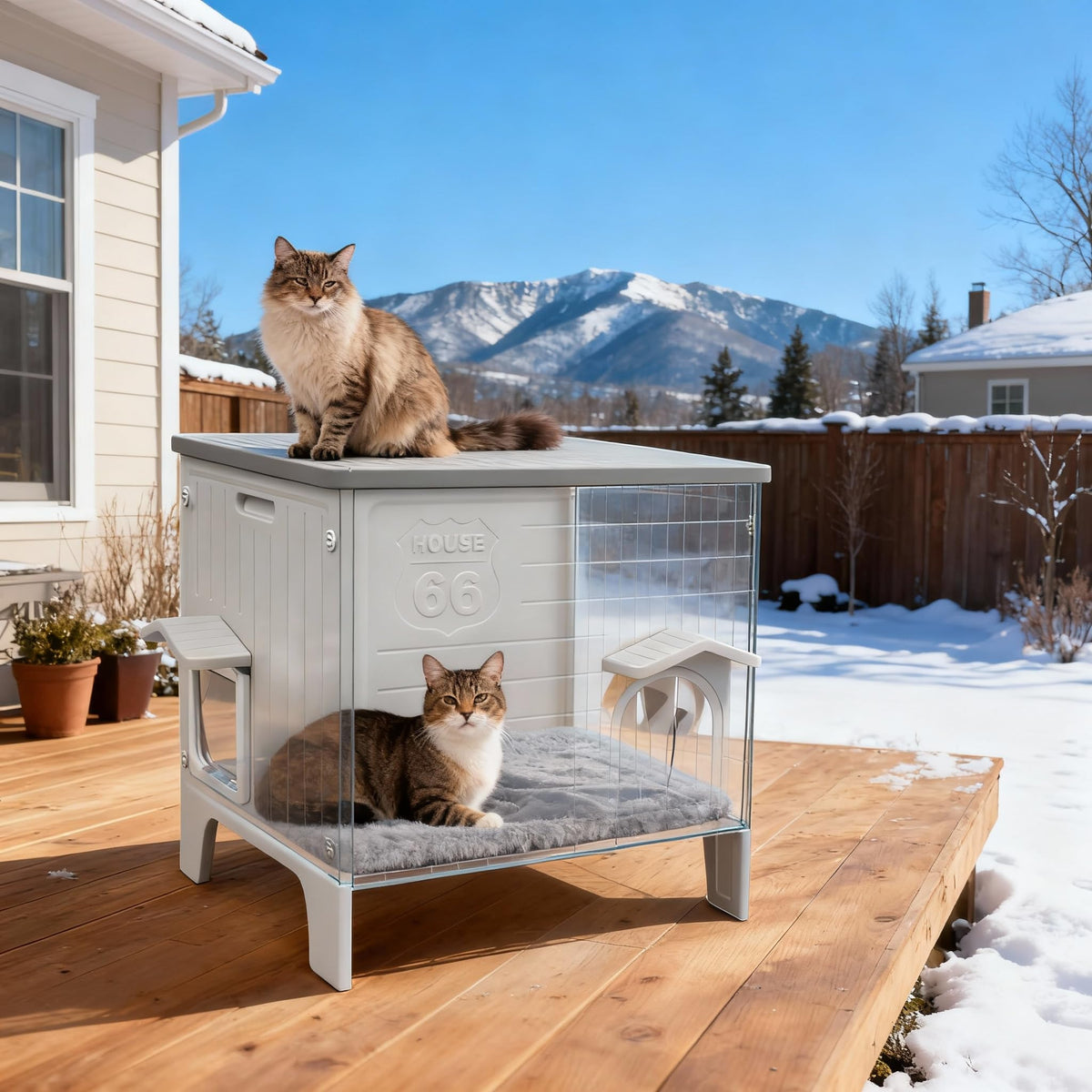 HiCaptain weatherproof cat house exterior shows durable plastic shell for all-season protection.