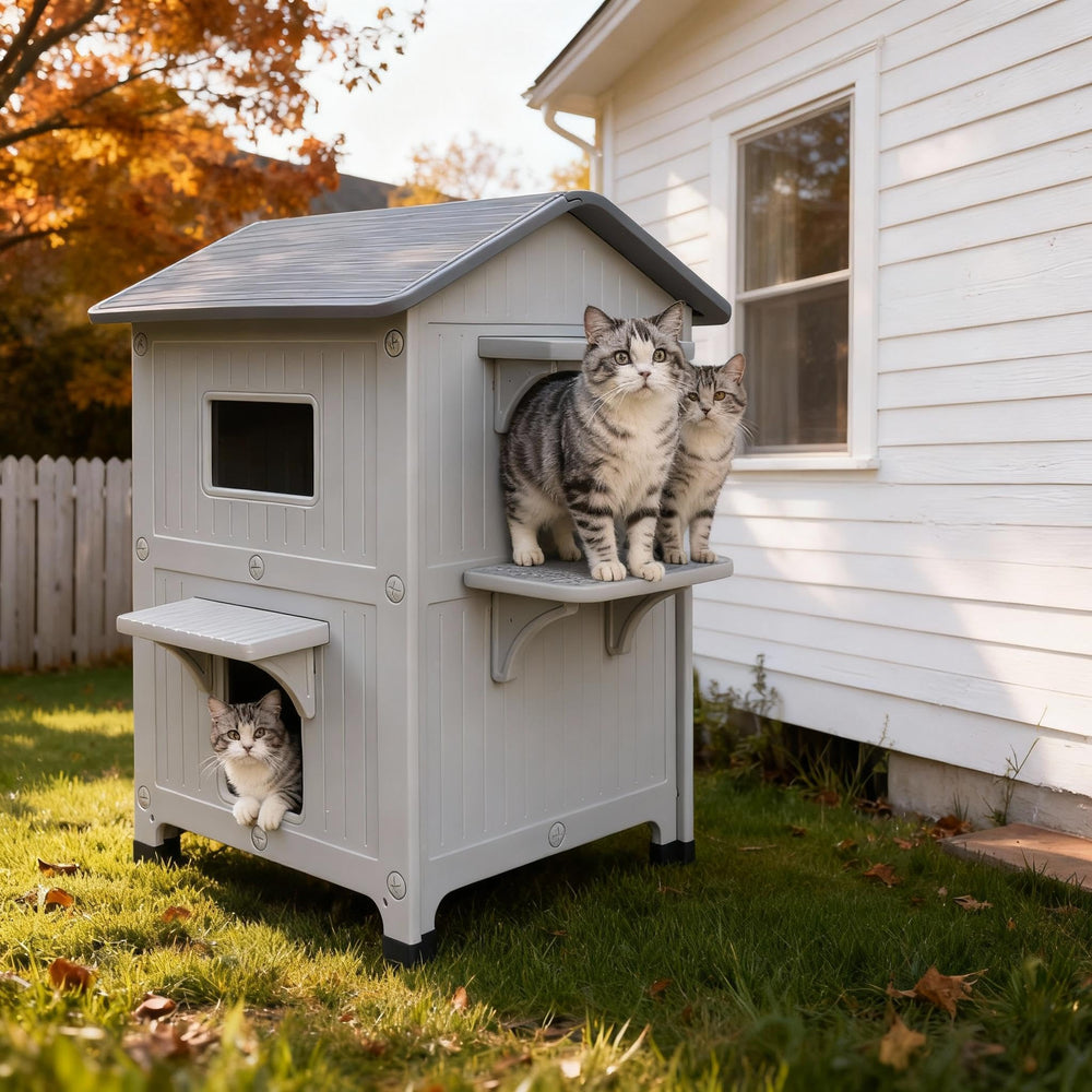 HiCaptain weatherproof cat house insulated interior provides cozy space for multiple cats
