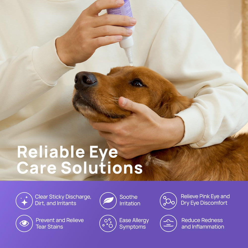 HICC PET dog eye drops label shows vet-formulated HOCl for eyes.
