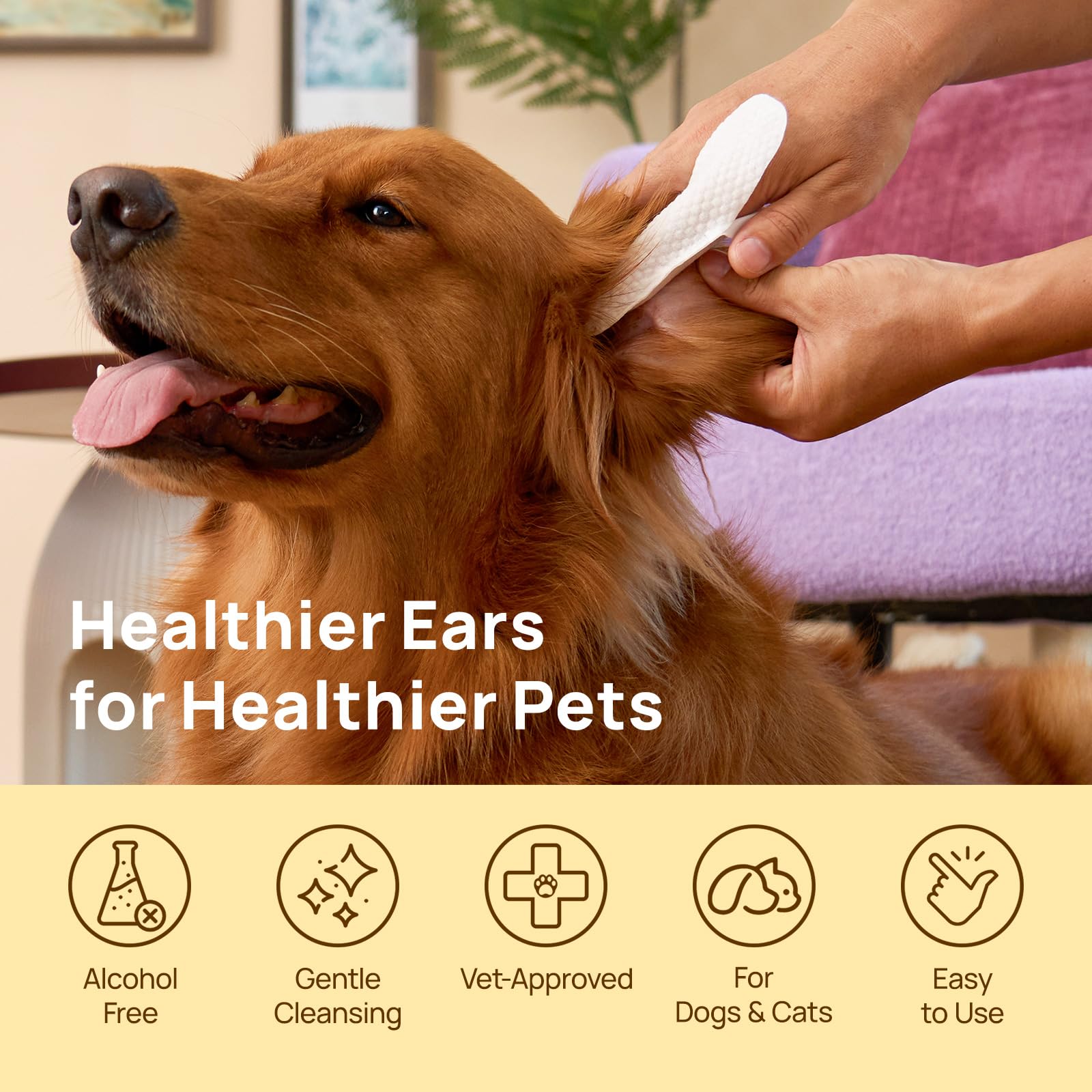 HICC PET Ear Cleaner Wipes closeup shows wipe texture and material quality.