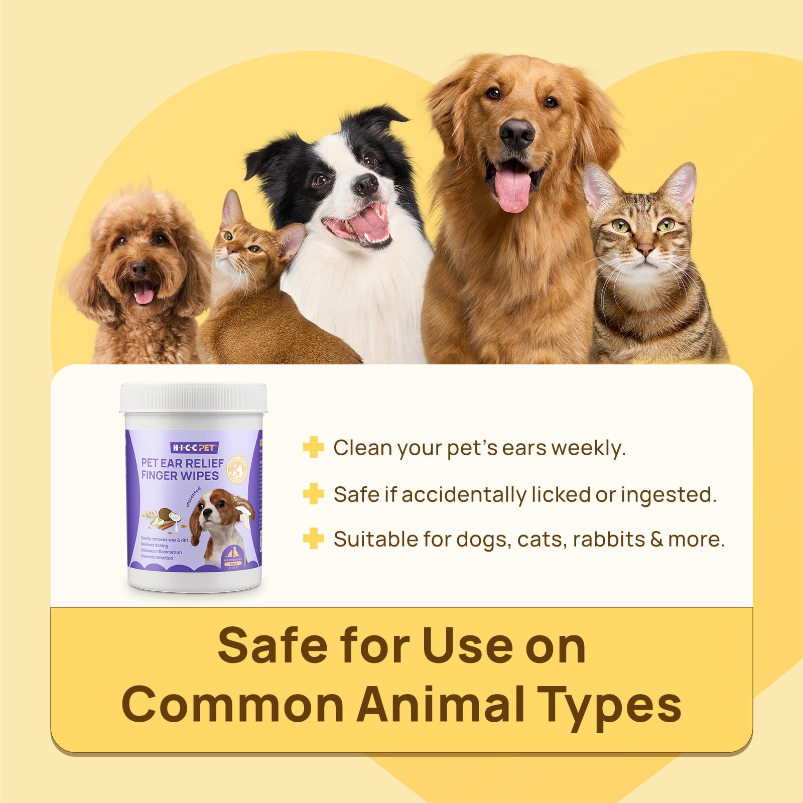 HICC PET Ear Wipes vet-formulated care for pets