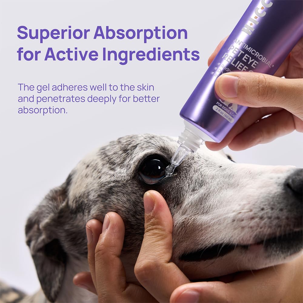 HICC PET Eye Gel around eye area application shown for careful use
