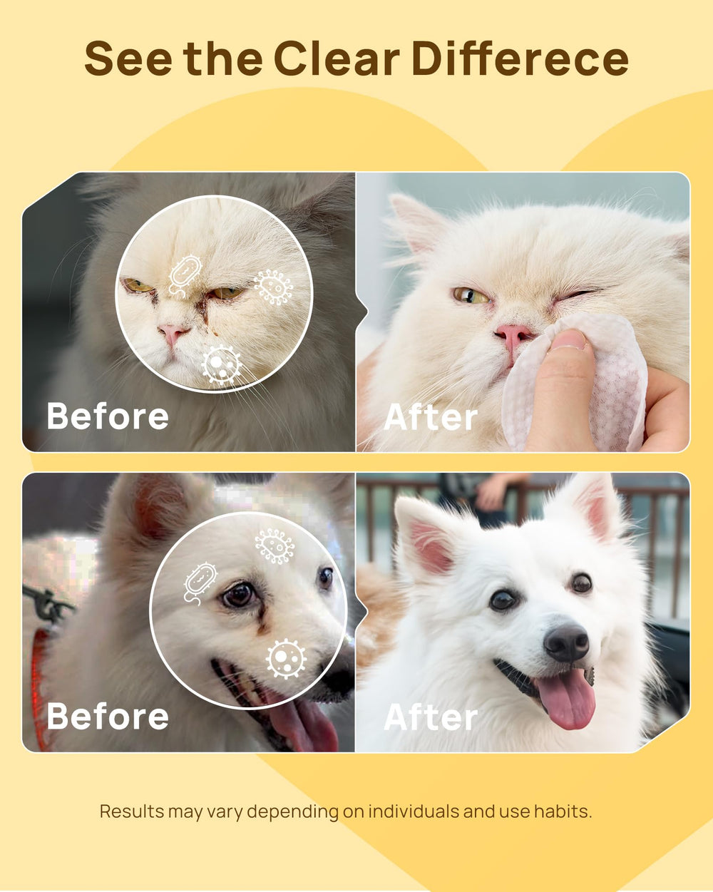 HICC PET Eyes Wipes texture close-up reveals soft pearl cotton for gentle cleaning