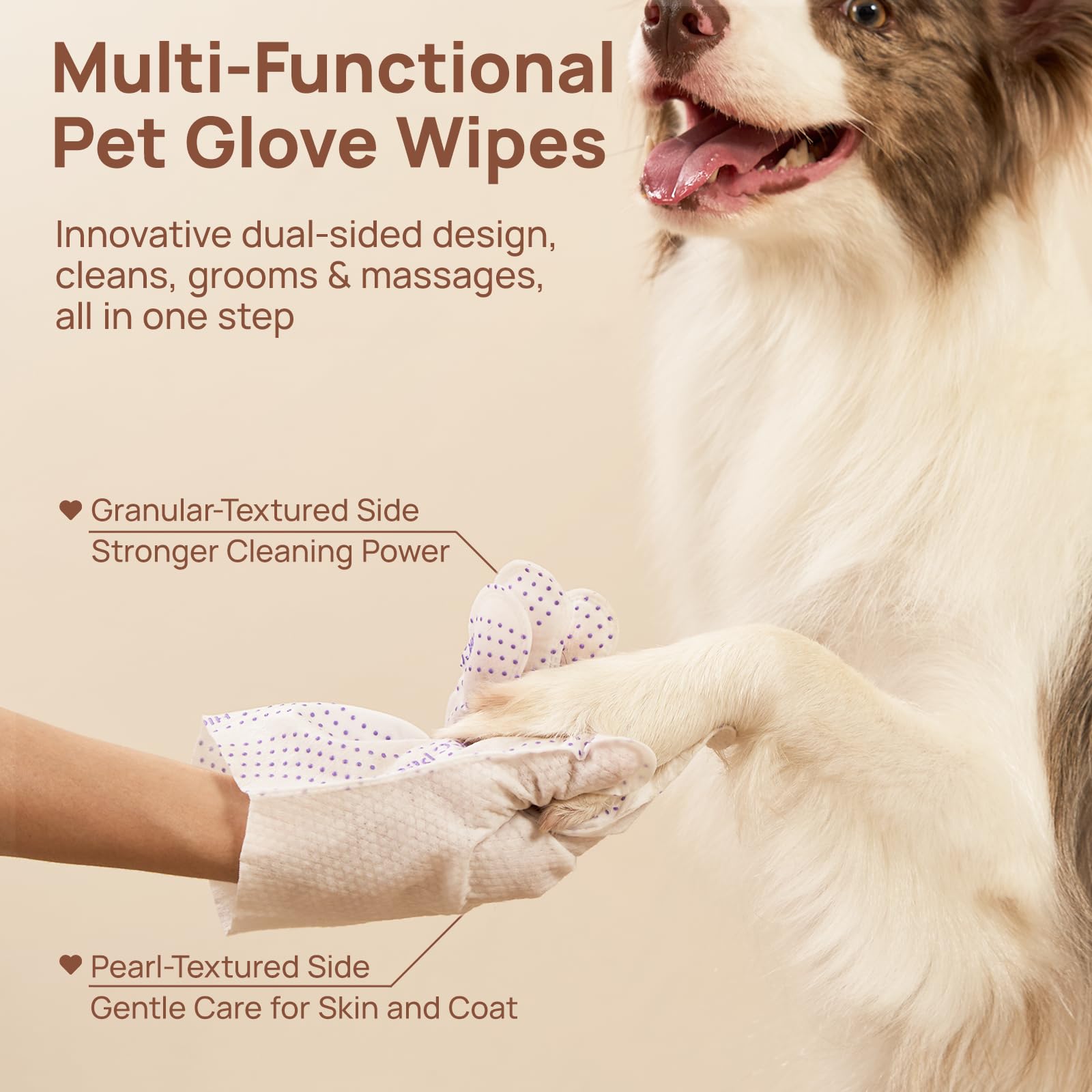 HICC PET Glove Wipes Pro Series 5x moisture pack overview for waterless cleansing