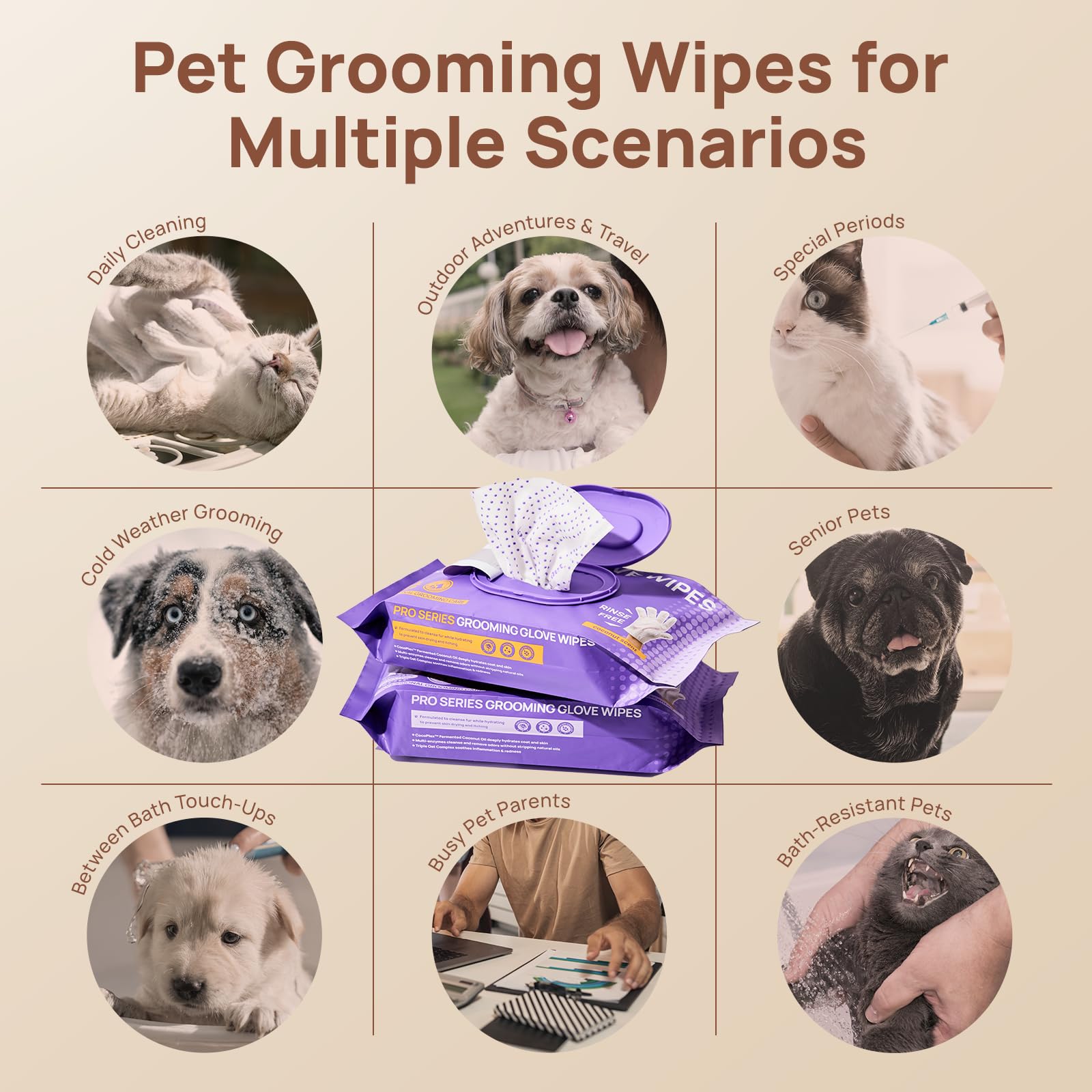 HICC PET Glove Wipes Pro Series unscented version for fragrance-free grooming