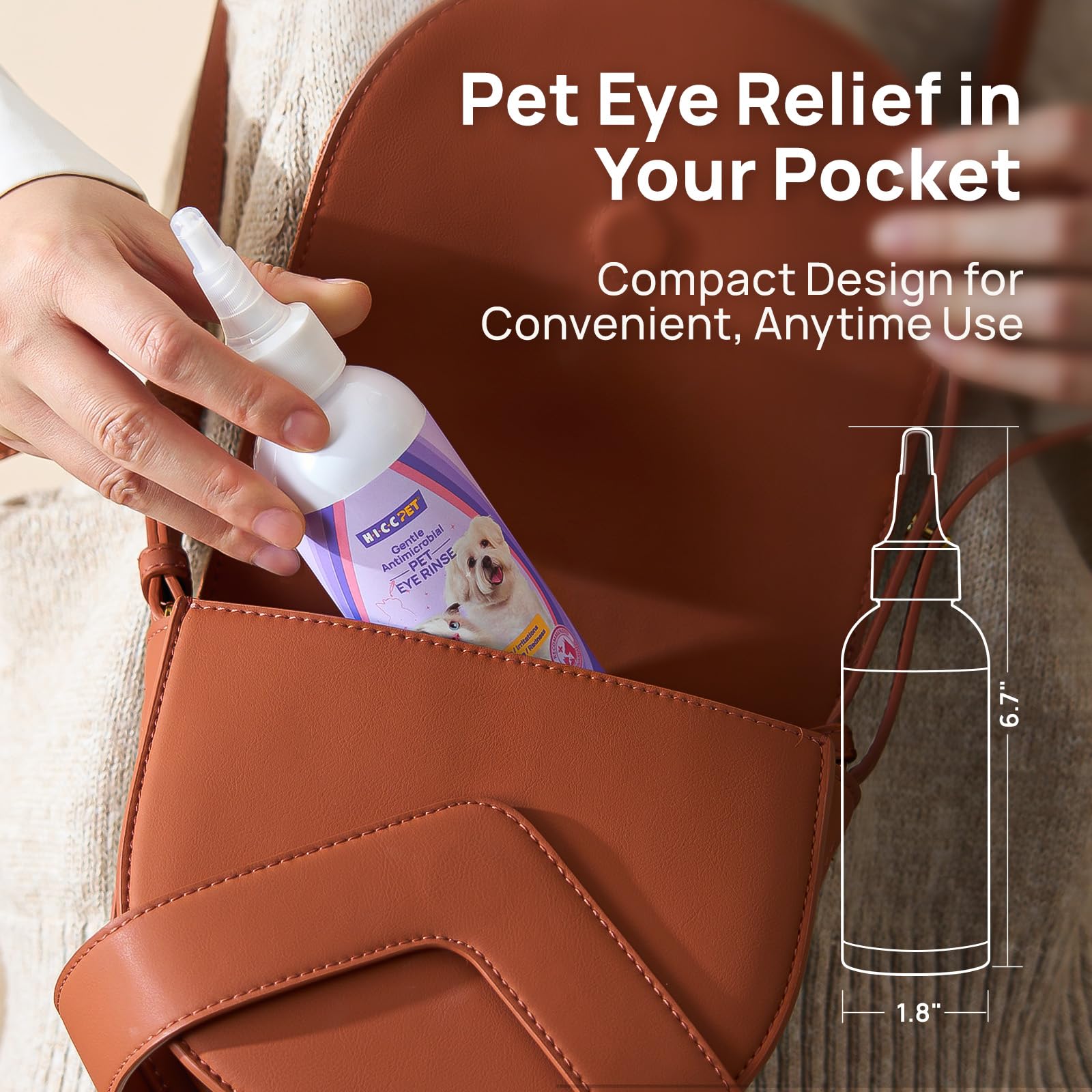 HICC PET tear stain cleanser scene suggests routine stain care.