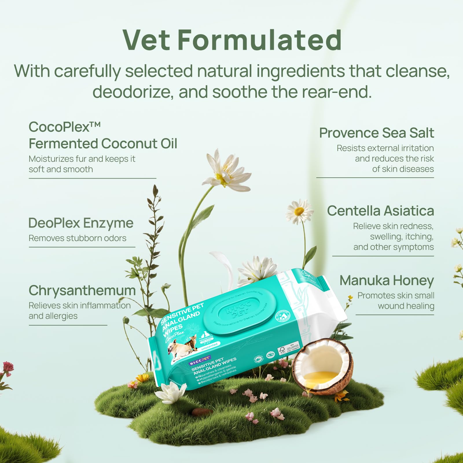 HICC PET wipes for body grooming leave fur refreshed and clean.