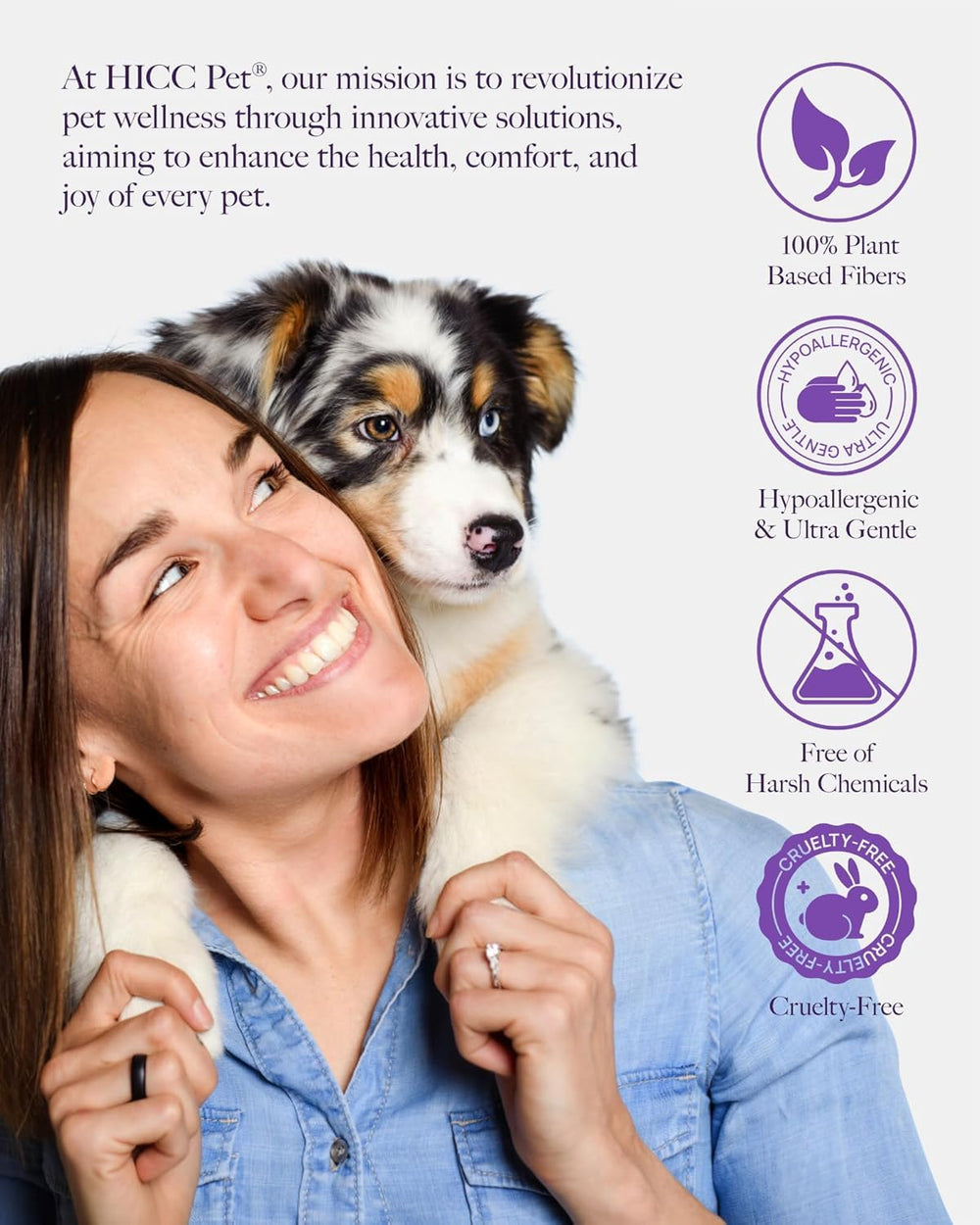 HICC PET Wipes with fermented coconut oil nourishing ingredient.