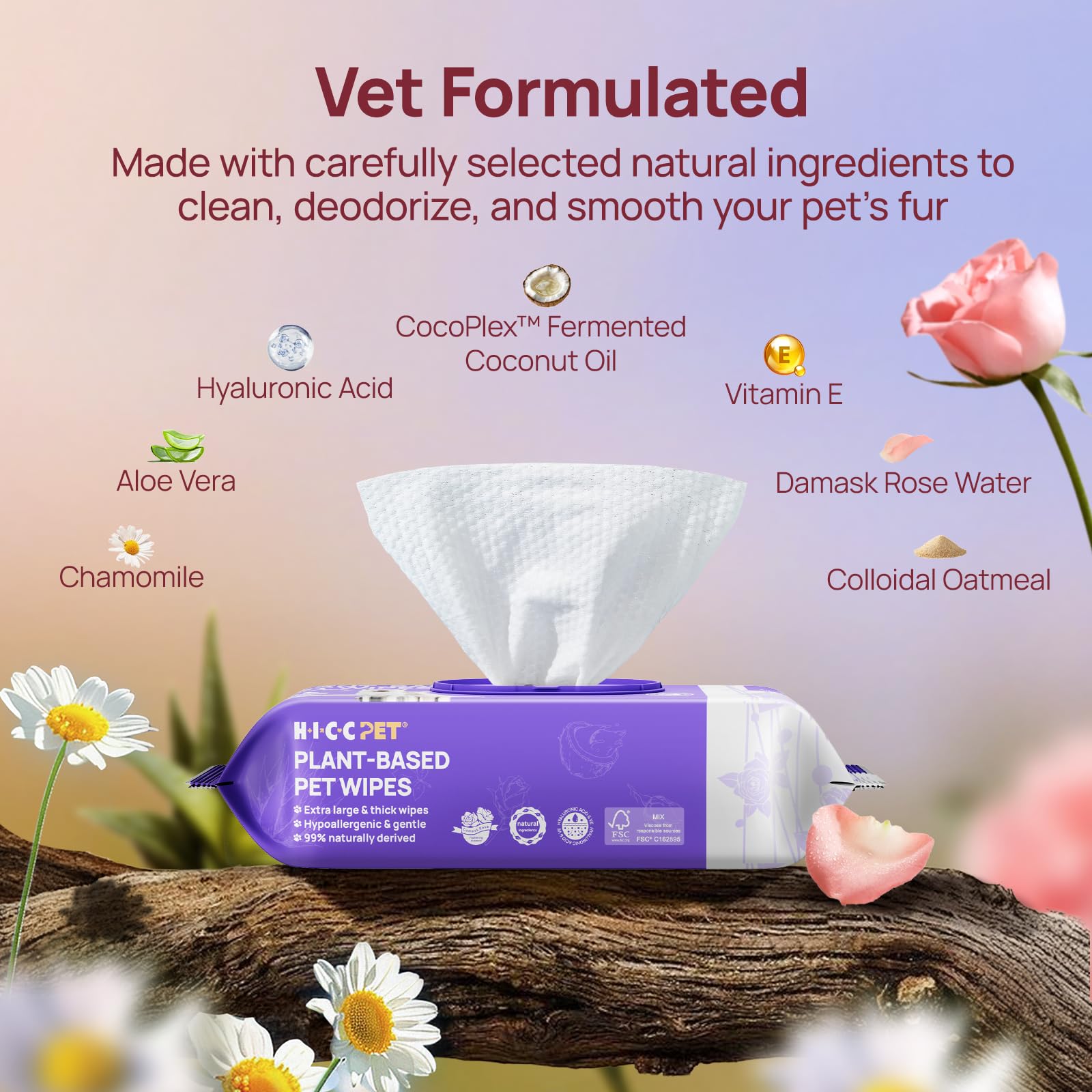 HICC PET wipes used on paws for daily care and moisture.